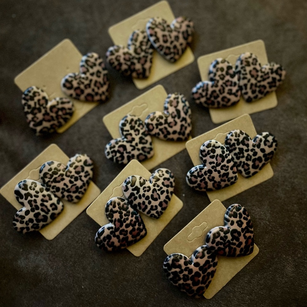 Leopard Heart Earrings